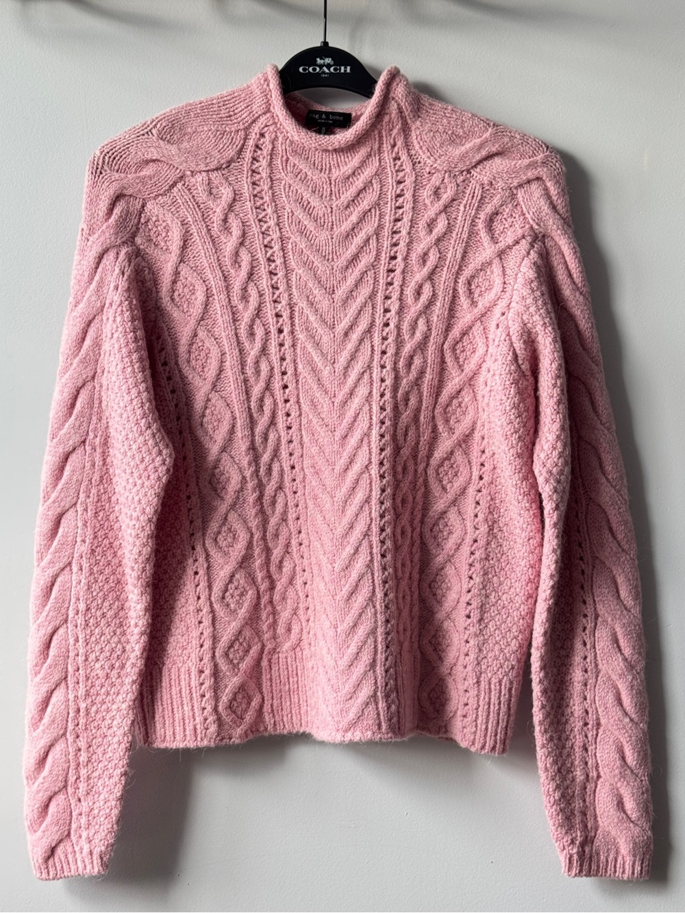 Rag & Bone Pink Alpaca Wool Ariel Cable Knit
Sweater Sz M